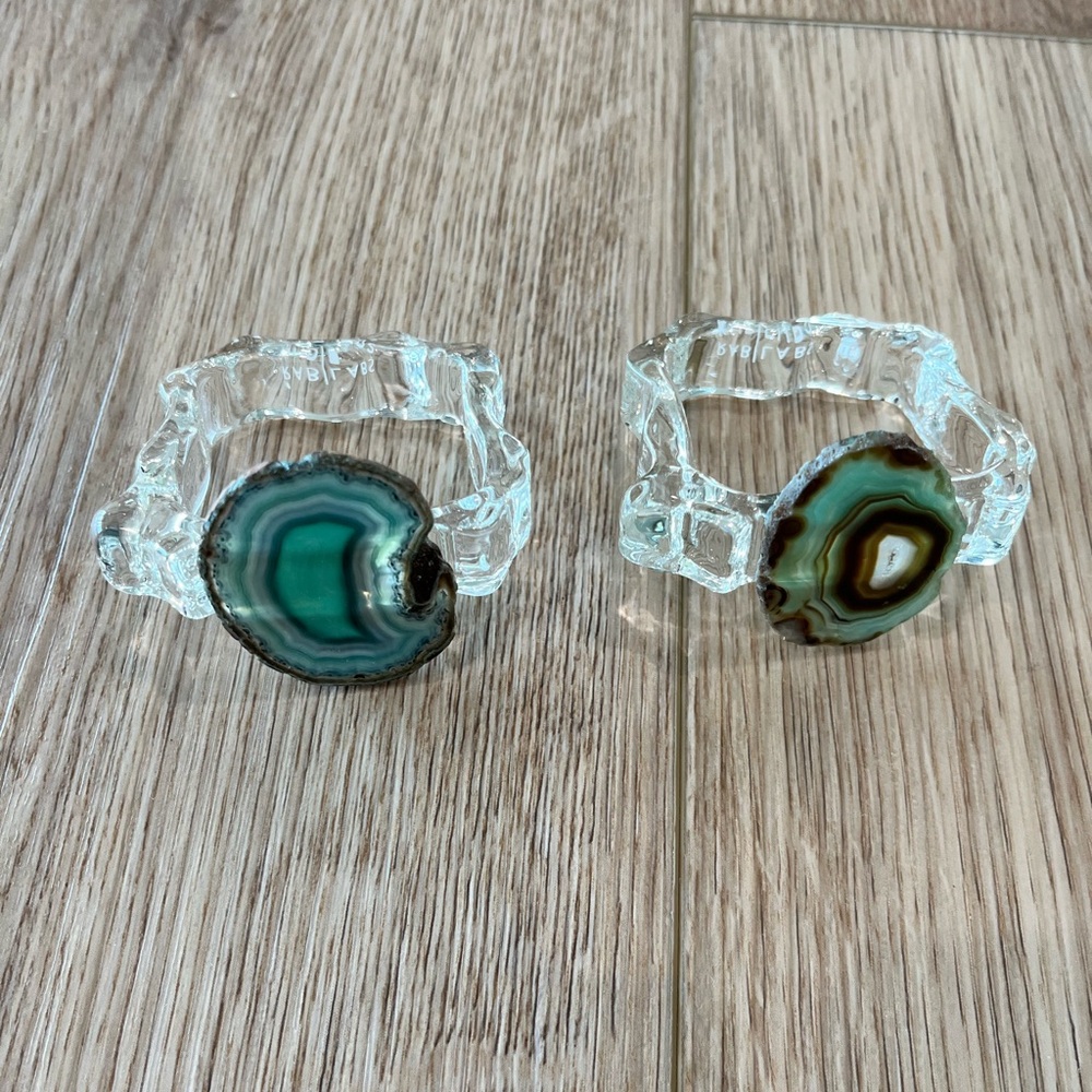 RabLabs Crystal Napkin Rings with Green Agate